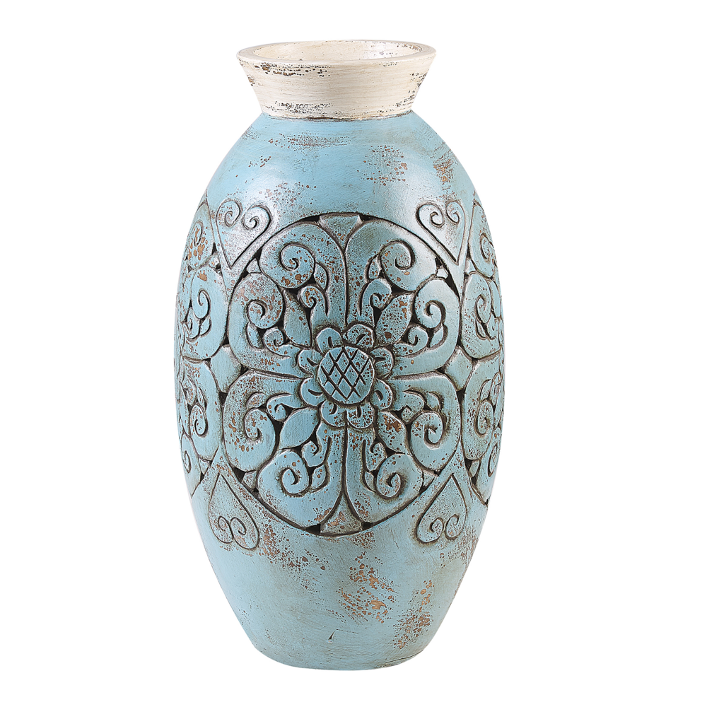 Beliani Decoratieve vaas blauw ELEUSIS