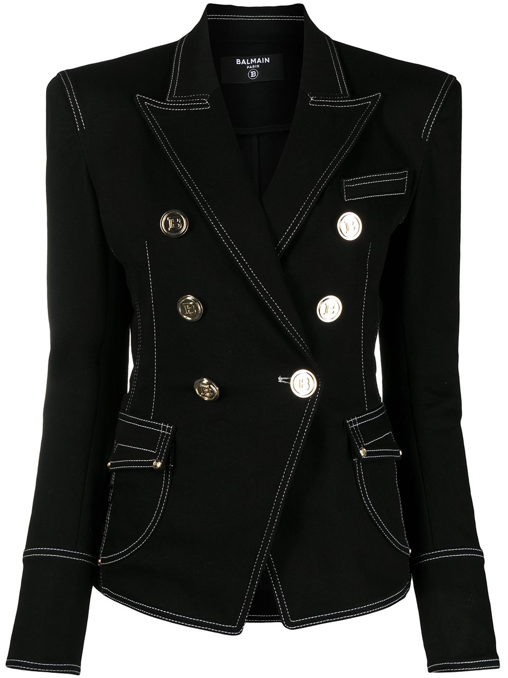 Balmain Women's Denim Cotton Blazer | 34 | Black