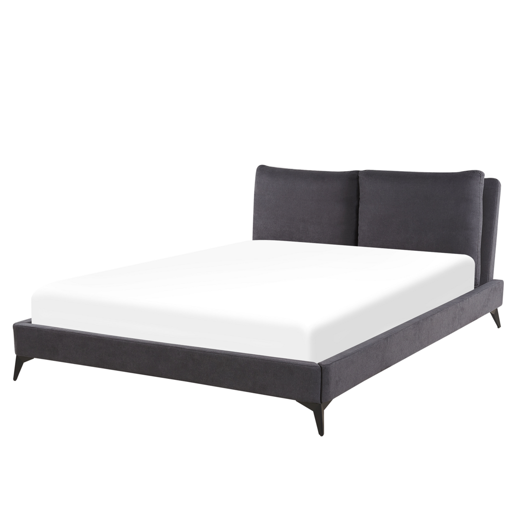 Beliani Bed fluweel donkergrijs 160 x 200 cm MELLE