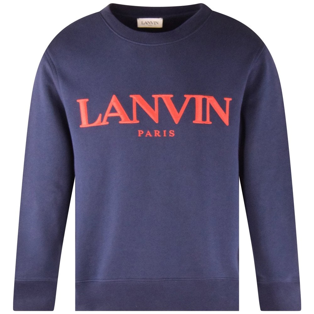 LANVIN Men's Navy/Burnt Orange Embroidered Sweatshirt | Navy | L
