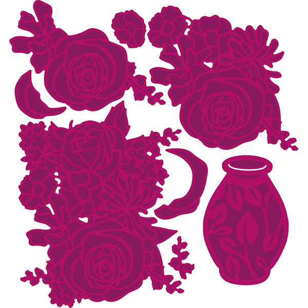 Dawn Bibby Designs Beautiful Bouquets Vase and Basket of Flowers Die Set