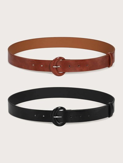 Zaful 2Pcs Solid Faux Leather C Shape Buckle Belt Set | MULTI | ONESIZE