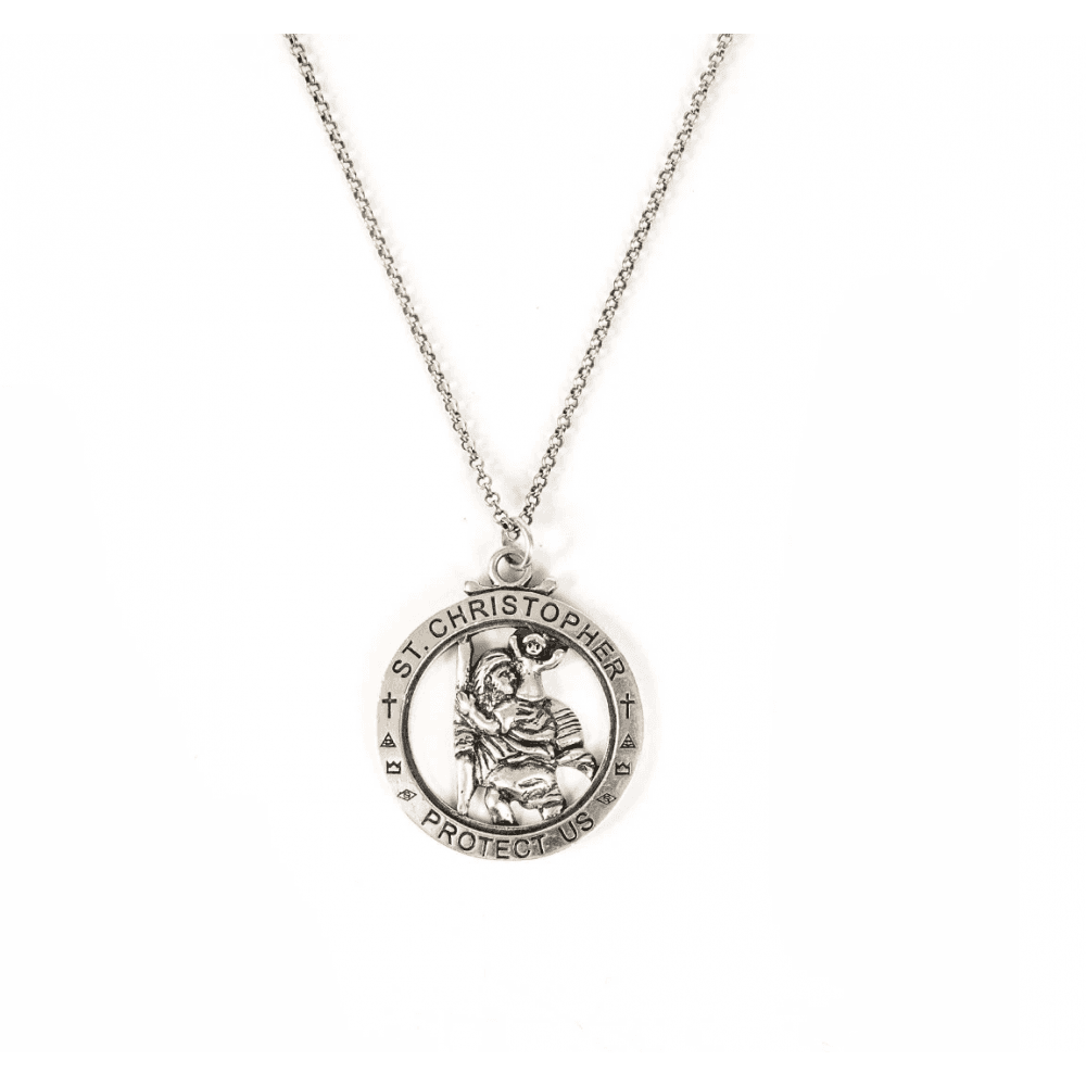 SERGE DENIMES Men's Silver St Christoper Necklace | Silver | OSZ