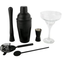 Rink Drink Manhattan Cocktail Shaker & Margarita Glasses Set | Black