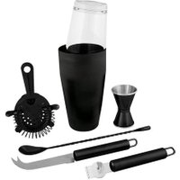 Rink Drink 6 Piece Boston Cocktail Shaker Set | Black