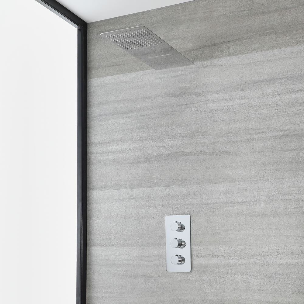 Doucheset Inclusief Douchekraan 2-Weg Thermostatisch en Douchekop met Waterval Chroom | Arcadia