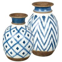 Parlane 2 Piece Mykinos Ceramic Vases Set | 2 Sizes | Blue