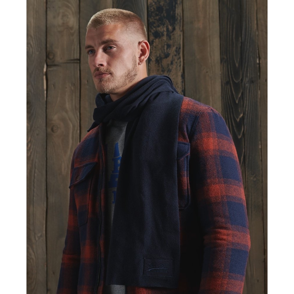 Superdry Orange Label Scarf Navy Grit Colour: Navy Grit, Size: One Siz