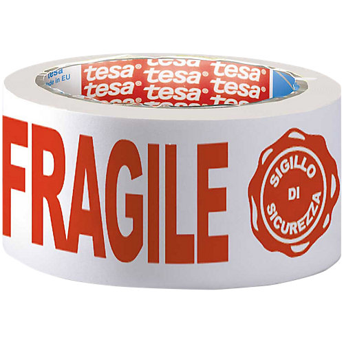 Ruban d'emballage tesa Fragile Blanc, rouge 12 m x 50 mm