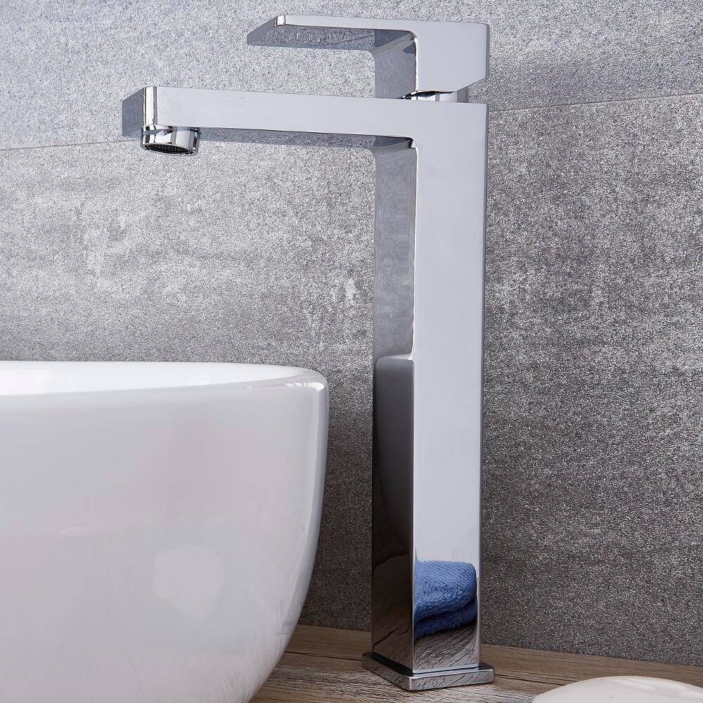 Grifo Mezclador Alto para Lavabo Monoforo - Cromado - Kubix
