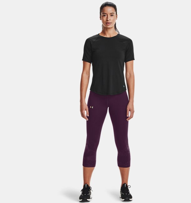  Under Armour  Women's UA RUSH No-Slip Waistband Tonal Capris | LG | Purple