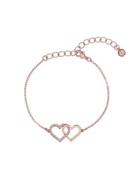 Ted Baker Women's Larsae: Crystal Linked Hearts Bracelet - Rose Gold/Crystal