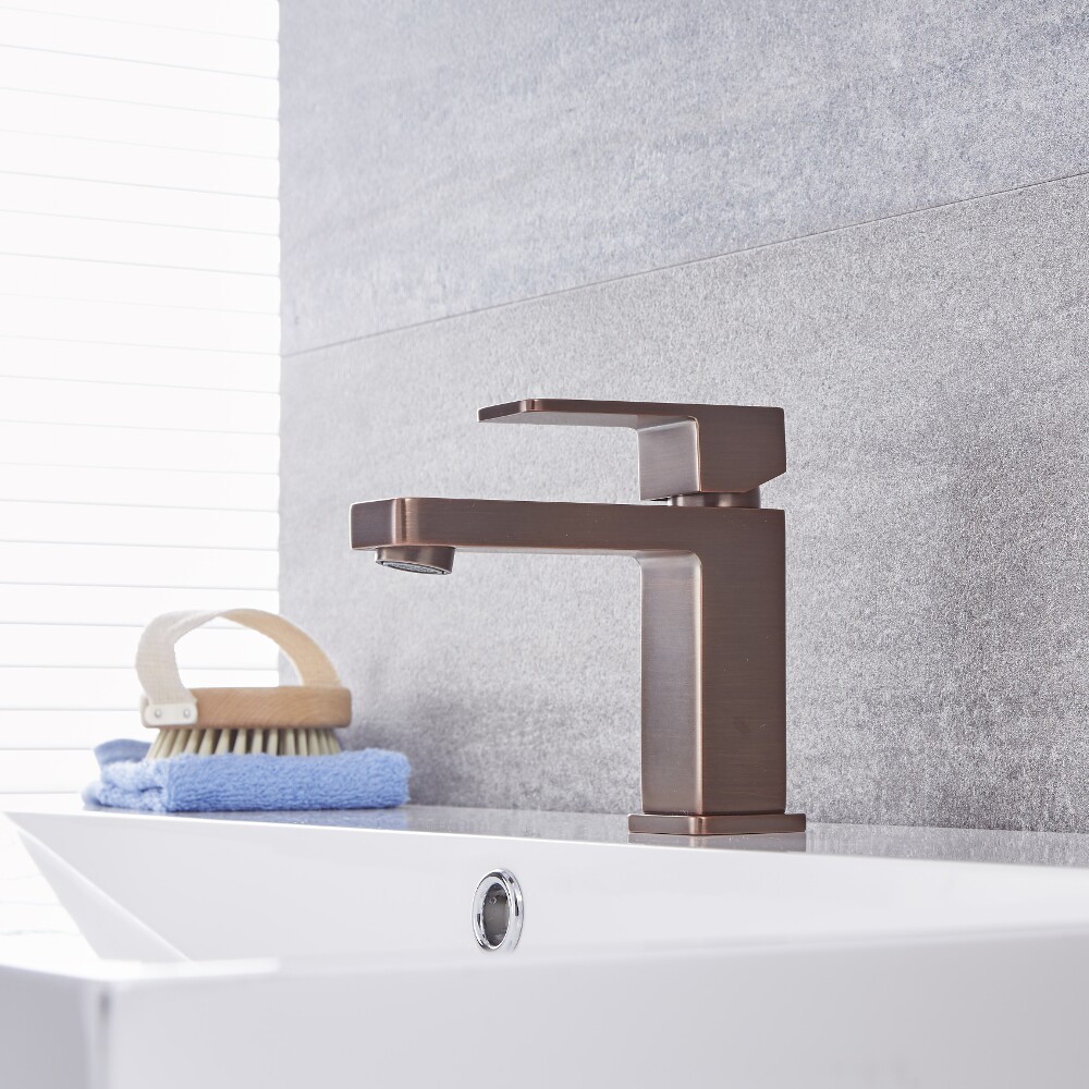 Grifo Mezclador De Lavabo Monoforo  Bronce Bruñido  Kubix