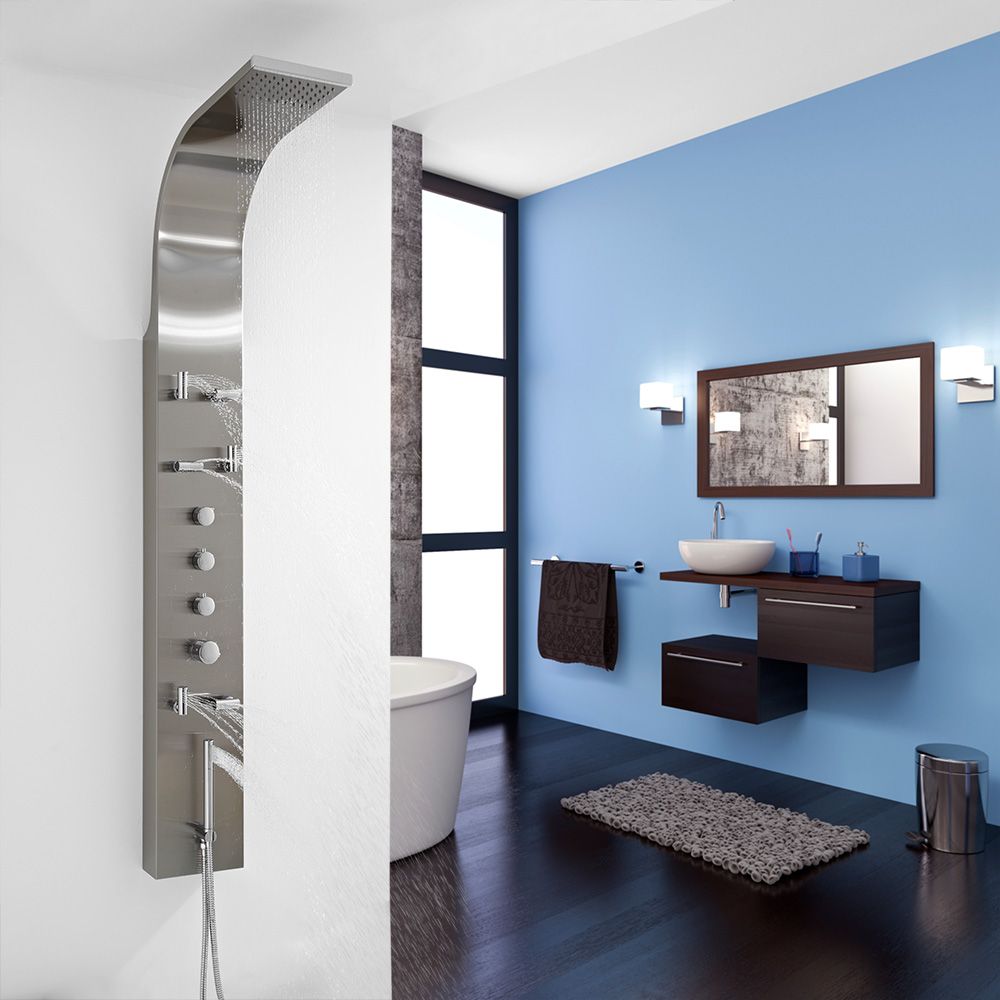 Douchepaneel Thermostatisch Modern met Douchekop, Handdouche en 6 x Zijdouches Chroom | Select