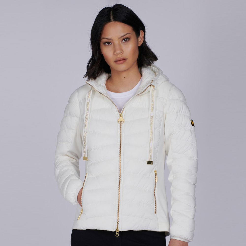 Barbour International Women's Grid Quilt Jacket - Optic White - UK 8