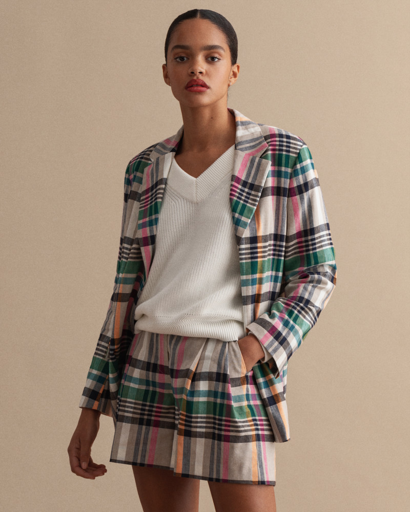 GANT Blazer Com Padrão De Xadrez Oversized | Feminina  DRY SAND  UK 6