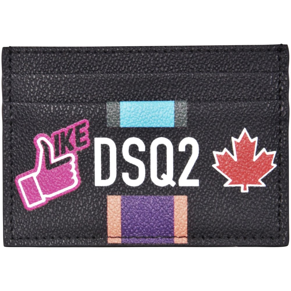 DSQUARED2 Men's Black Travel Stickets Canvas Cardholder | Black | OSZ
