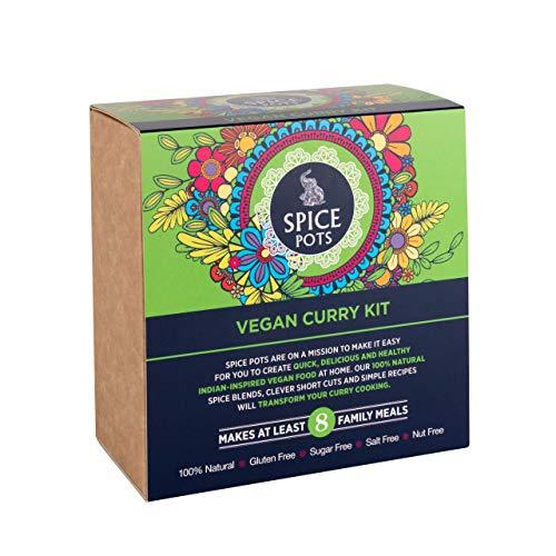 Spice Pots Vegan Curry Kit | 4 Curry Spices and 8 Vegan Recipe Book...