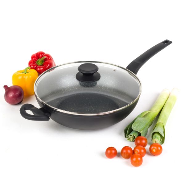 Salter BW08657 Marble Gold Non-Stick Wok, 28 cm 