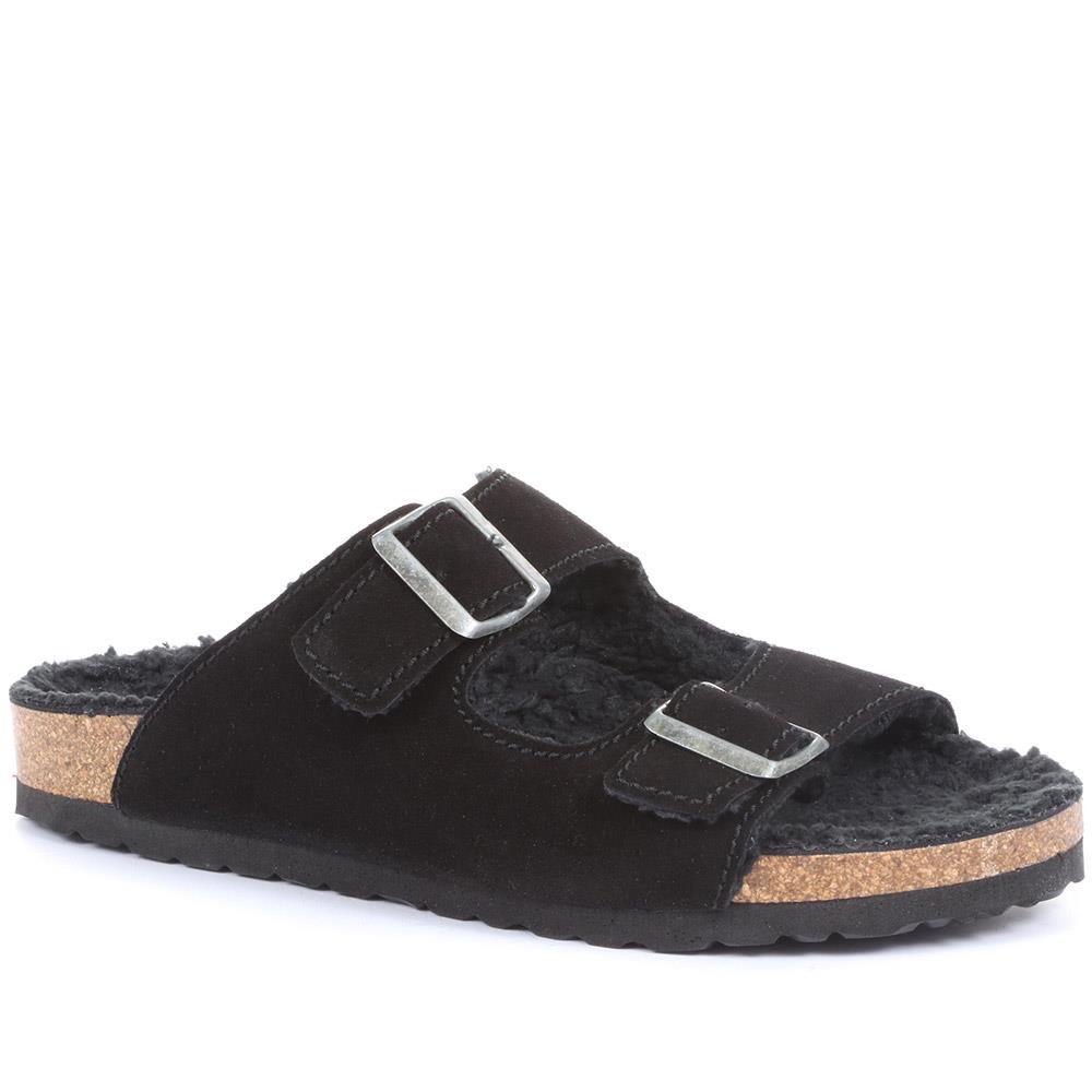 Jones Home Men's Wilfred Double Buckle Mule Slippers Black Size 10