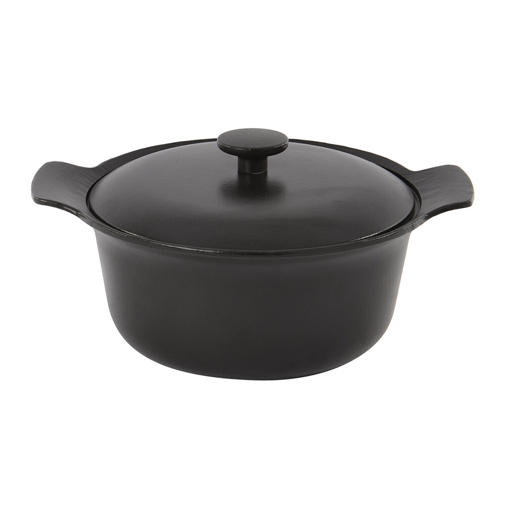 BergHOFF - Cast Iron Covered Casserole Pot - Black - Round