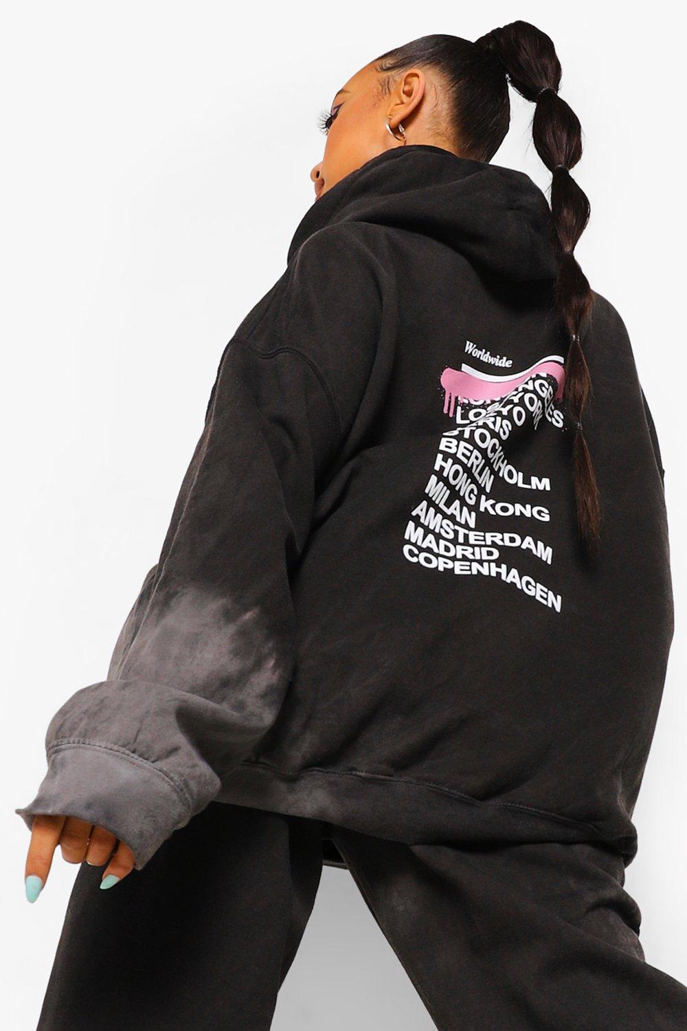 boohoo Womens Bleach Effect Printed Tracksuit - Black - S, Black