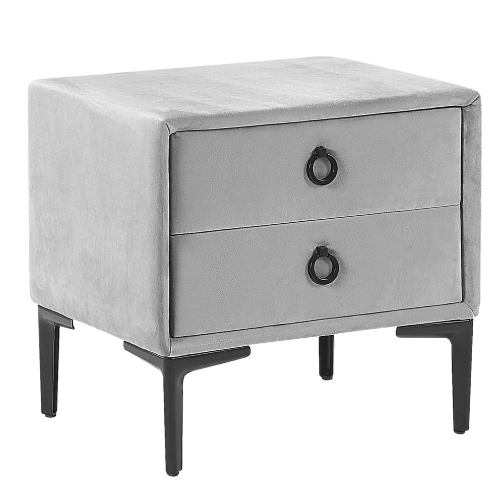 Beliani Nachtkastje fluweel grijs SEZANNE