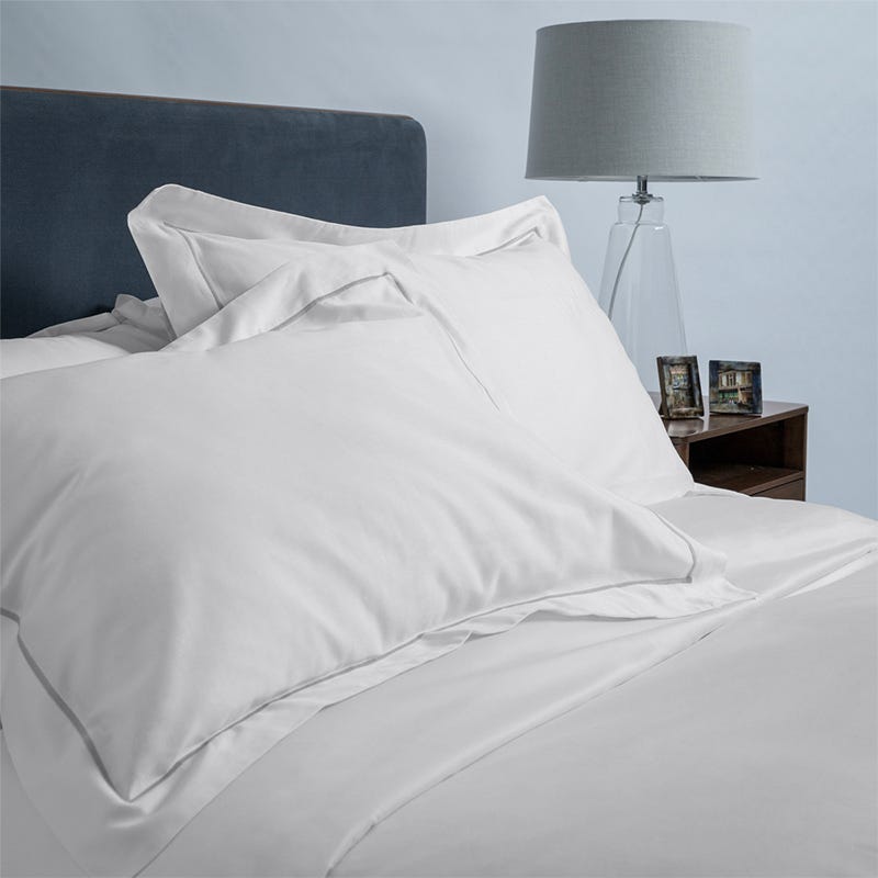 White/Grey 600 Thread Count Egyptian Cotton Double Flat Sheet