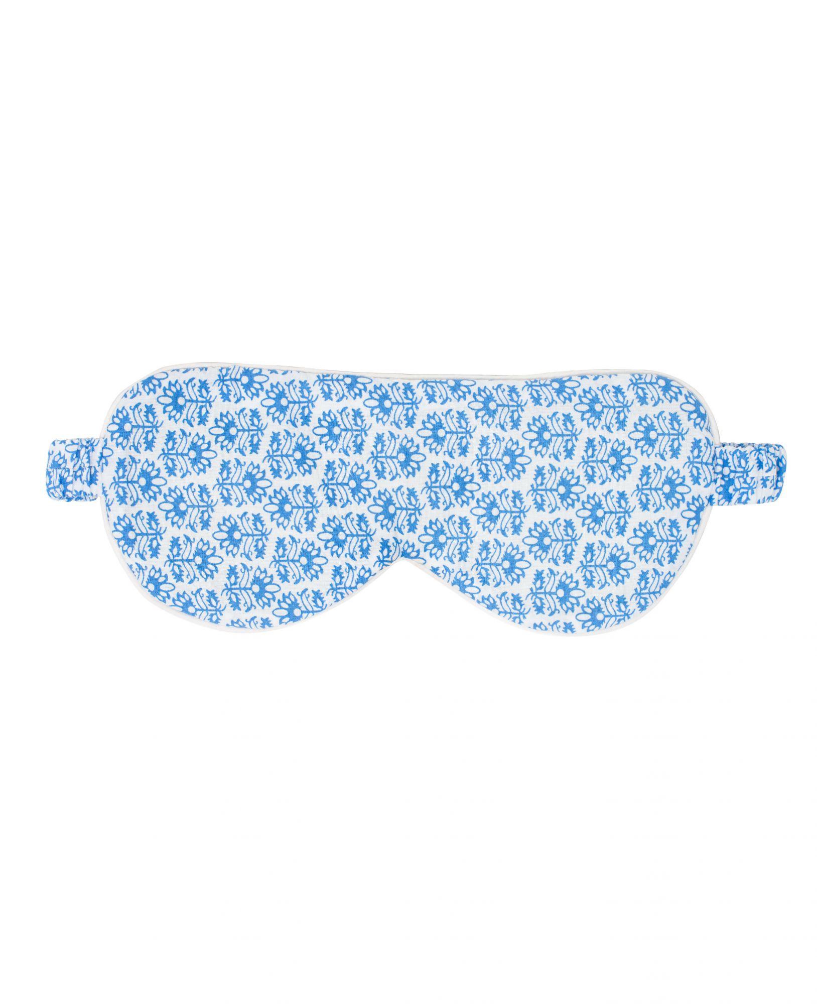 Savile Row Company White Blue Flower Print Cotton Eye Mask