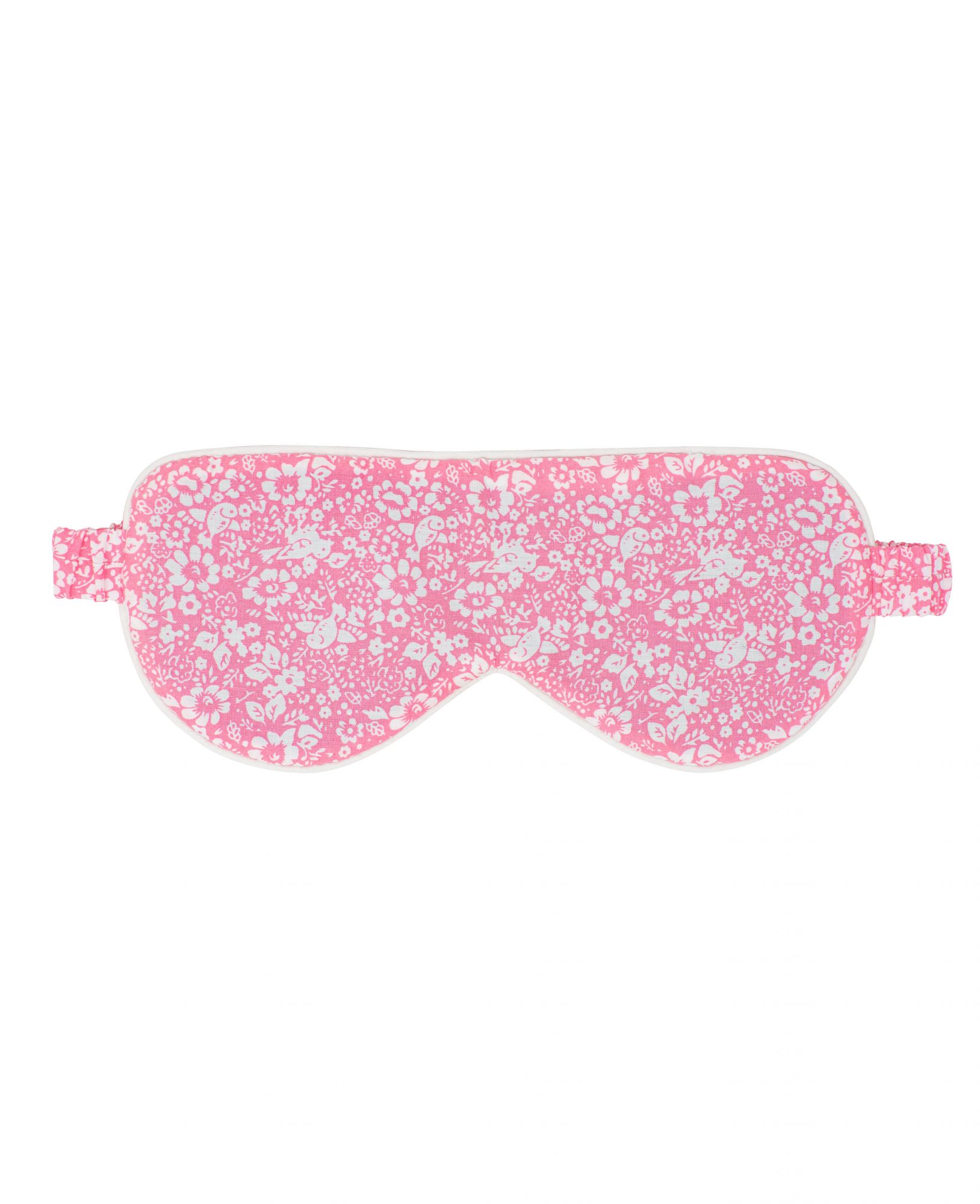 Savile Row Company White Pink Flower Print Cotton Eye Mask