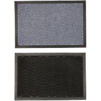 Nicola Spring Heavy Duty Door Mats | 60 x 40cm | Grey/Black | Pack of 2