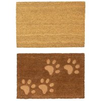 Nicola Spring Coir Door Mats | 60 x 40cm | Embossed Paw Prints | Pack of 2