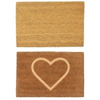 Nicola Spring Coir Door Mats | 60 x 40cm | Embossed Heart | Pack of 2