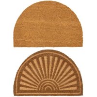 Nicola Spring Coir Half Moon Door Mats | 60 x 40cm | Embossed | Pack of 2