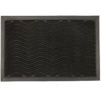 Nicola Spring Heavy Duty Door Mat | 60 x 40cm | Black Waves