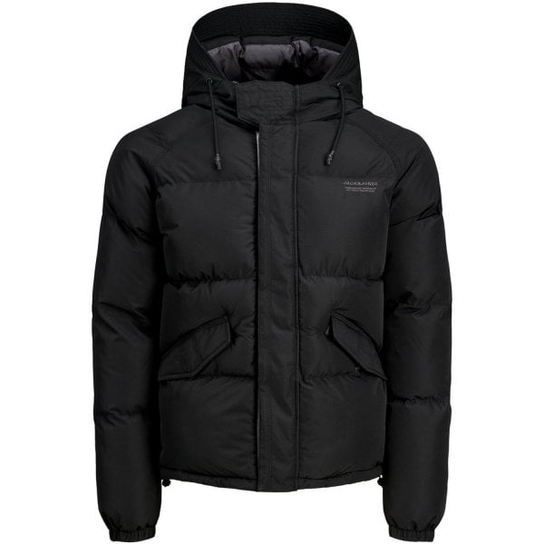 Jack &amp; Jones Kingsize Trant Rain Visor Puffer Jacket Black Size: X