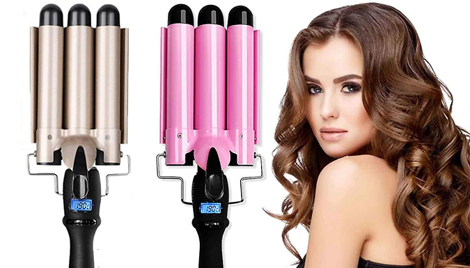Magic Trend Triple Barrel Hair Curling Iron with LED Display - 2 Colours