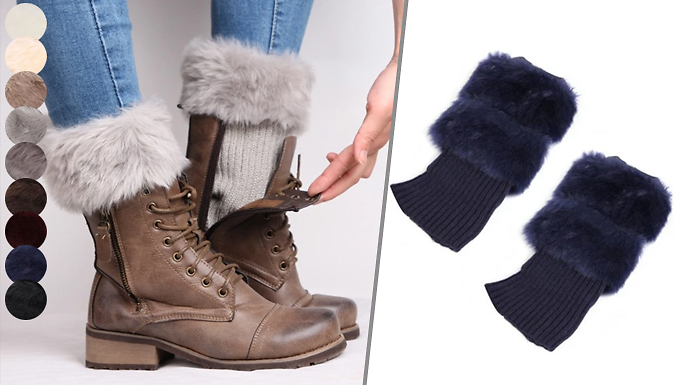 Domosecret Faux Fur Knitted Boot Topper Leg Warmers - 9 Colours