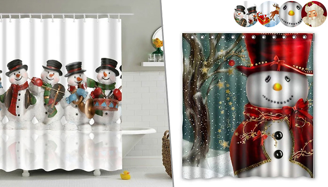 Domosecret Christmas Shower Curtain With Hooks - 4 Designs