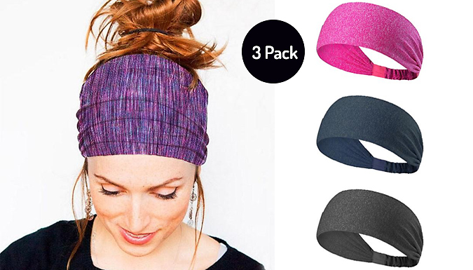 Wish Whoosh Offers 3-Pack of Unisex Non-Slip Elastic Headbands - 4 Colours