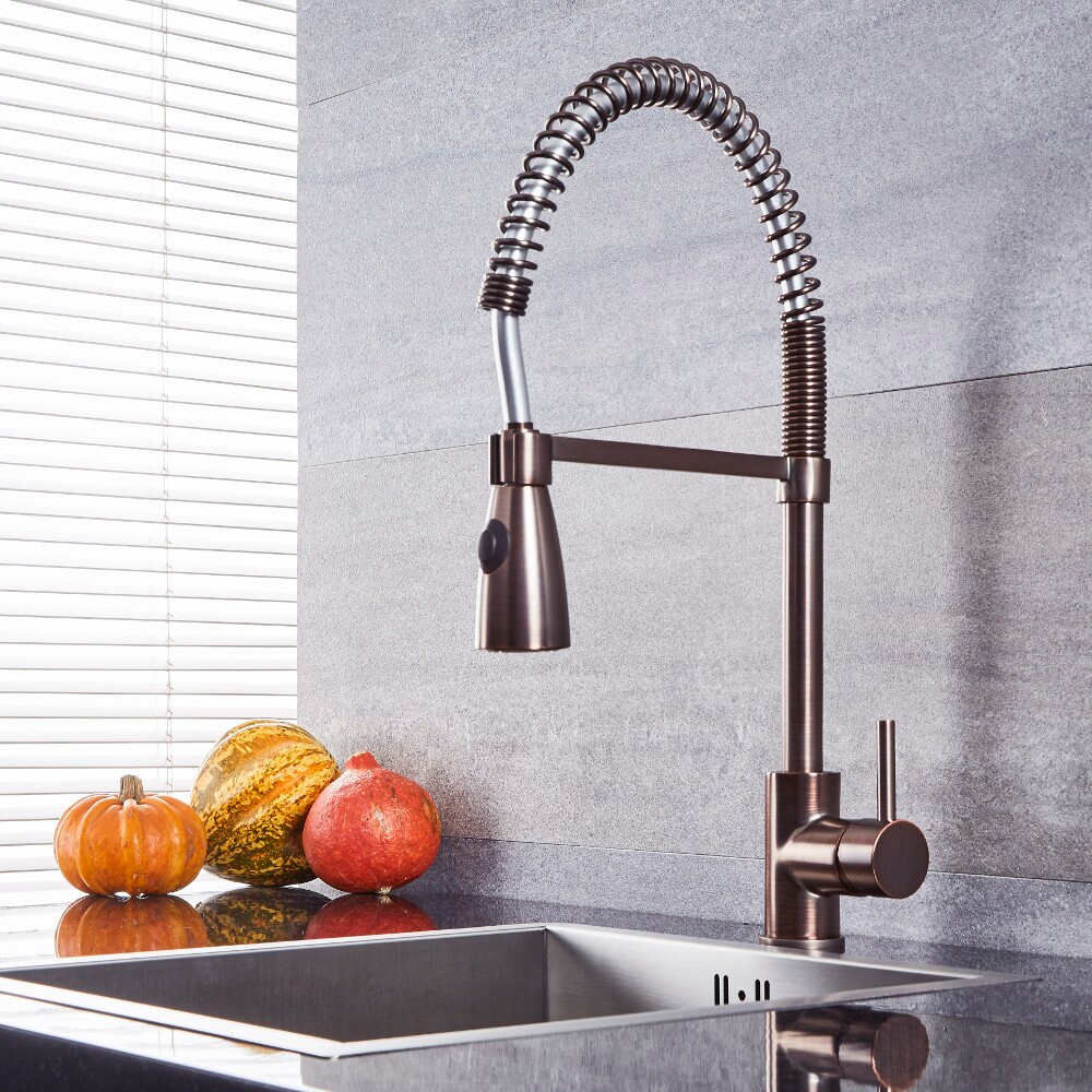Keukenmengkraan Modern Uittrekbare Spoeldouche Olie Gewreven Brons | Como