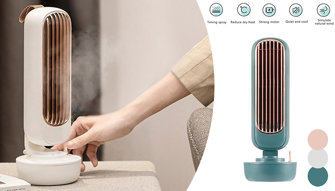 Wish Whoosh Offers 2-in-1 USB Desk Fan & Water Spray Humidifier - 3 Colours