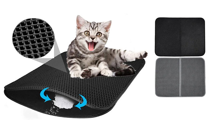Wish Whoosh Offers Double-Layer Cat Litter Tray Mat - 2 Colours & 5 Sizes