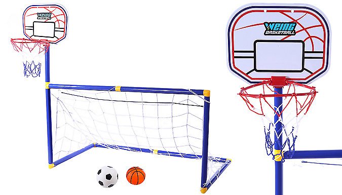 Wish Whoosh Offers 2-in-1 Children Football Goal Post With Basketball Hoop