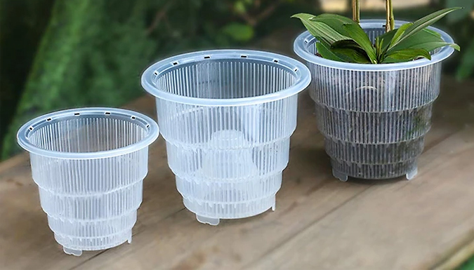 Wish Whoosh Offers 3x Clear Plastic Tiered-Design Plant Pots - 3 Sizes