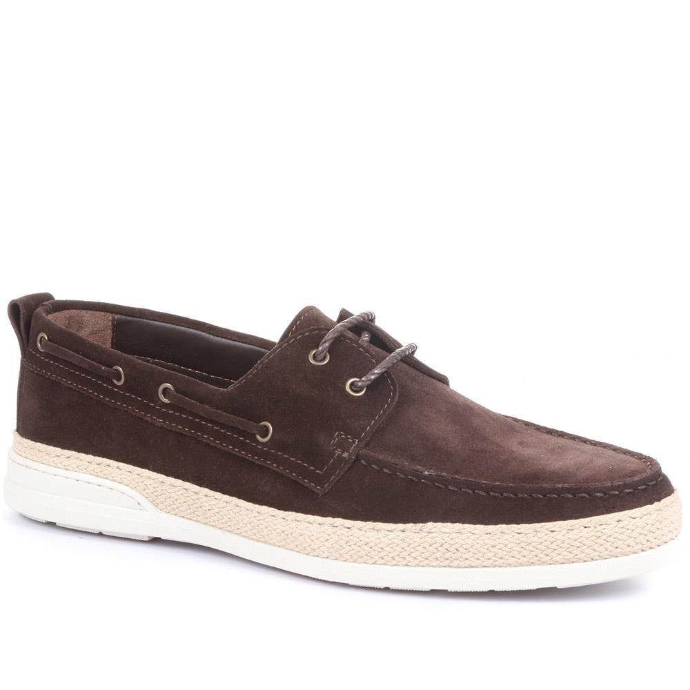 Jones Bootmaker Men's Pompey Leather Boat Shoes Brown Size 10