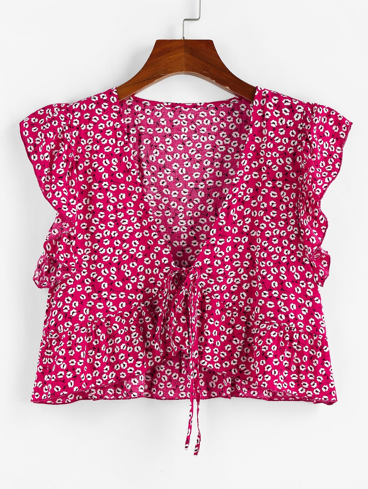 Zaful ZAFUL Bluse mit Ditsydruck und Rüschen | M