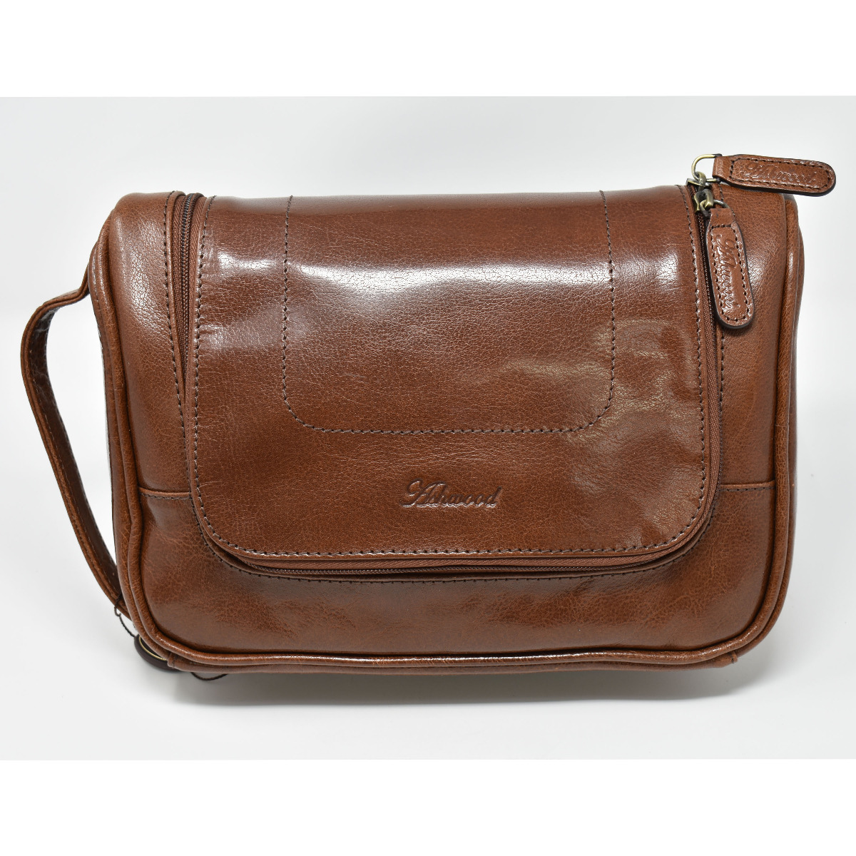 Ashwood Leather Hanging Chestnut Wash Bag