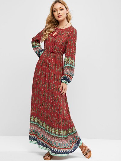 Zaful ZAFUL Böhmisches Maxikleid mit Quasten | M