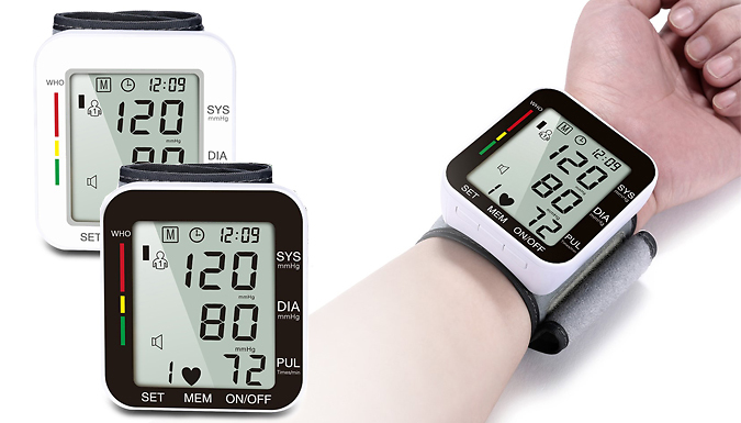 Gadget Bay Wrist Blood Pressure Monitor with Velcro Strap - 2 Colours